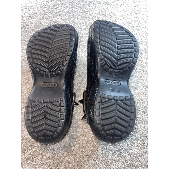 CROCS Classic BAE Glitter Stud Platform Shoes Women 8 Black Goth Chunky Rare - Picture 12 of 12